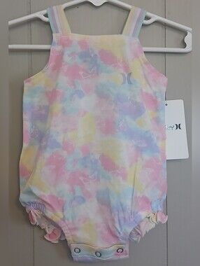 Hurley Nwt Girls 6 Months Tie Dye Butterfly Bubble Romper